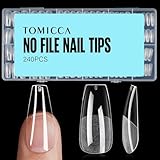 TOMICCA Medium Coffin Nail Tips, 240Pcs Half Matte Soft Gel Nail Tips, 12 Sizes Acrylic False Nail Tips, Nail Extension Tips for Beginner and Professional Home Diy