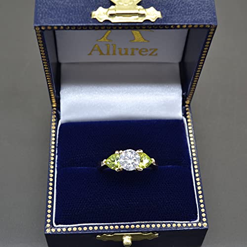 Allurez Peridot Three Stone Trilliant Engagement Ring 14K Yellow Gold (0.70Ct) #TOP3