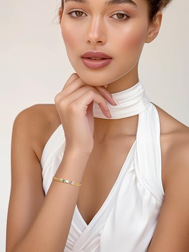 Custom4U Personalized Birthstone Bracelets for Women Silver/Gold Custom Cuban Link Chain Name Bracelet with 1-5 Birthstones Birthday Mother's Day Christmas Jewelry Gifts for Her Mom Wife Grandma2