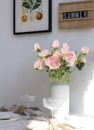 Ipopu Pink Flowers Artificial Roses With Stems 5Pcs 15Heads Pink Fake Flowers For Decorations For Bridesmaid Bouquets For Wedding Table Centerpieces For Dining Room (Pink) #TOP7