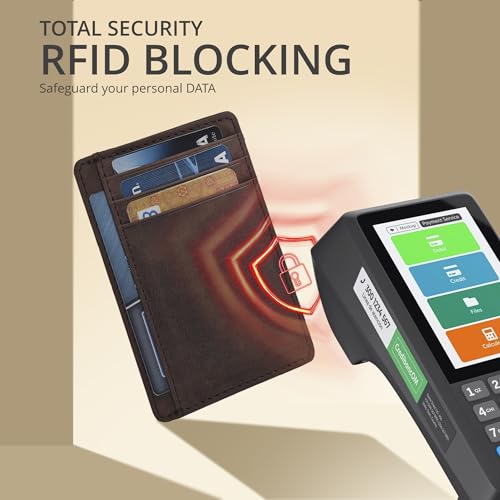 Slim Real Leather RFID Wallet for Men & Women - Dark Brown - Image 5
