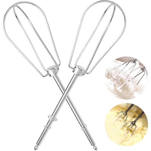 2 Stück Rührbesen für Handmixer Ersatz Schneebesen aus Edelstahl, Rührstäbe für Handmixer, Drahtgabel mit Vier Drahtstäben Universelles Schneebesen Zubehör, Rechts Links Quirl Mixer für Küchenmaschine