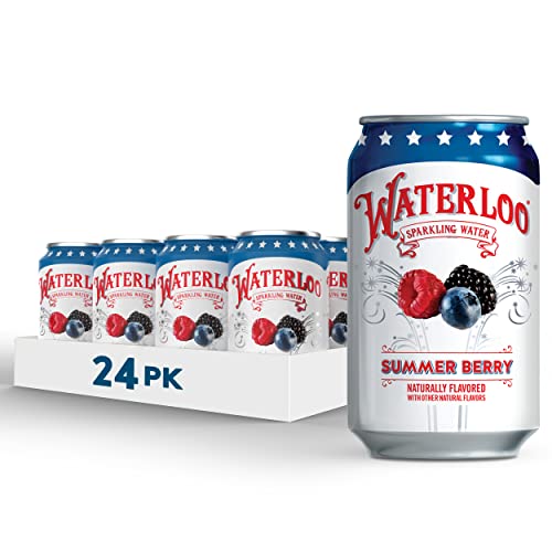 Image of Waterloo Sparkling Water - Summer Berry - 12 fl oz - 24-Pack - Carbonated Water with a Refreshing Taste - Whole30 Approved and Zero Calories