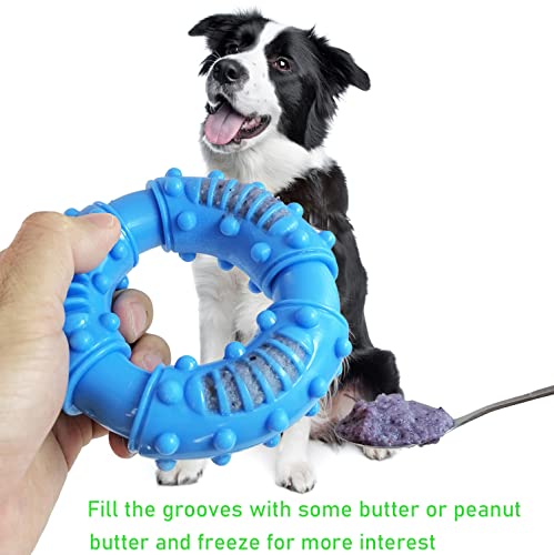 Ring Dog Chew Toy,Dog Chew Toys for Aggressive Chewers,Non-Toxic Natural Rubber Indestructible Dog Toys for Small Medium Large Dogs - Fun to Chew, Chase and Fetch (Blue) - Image 5