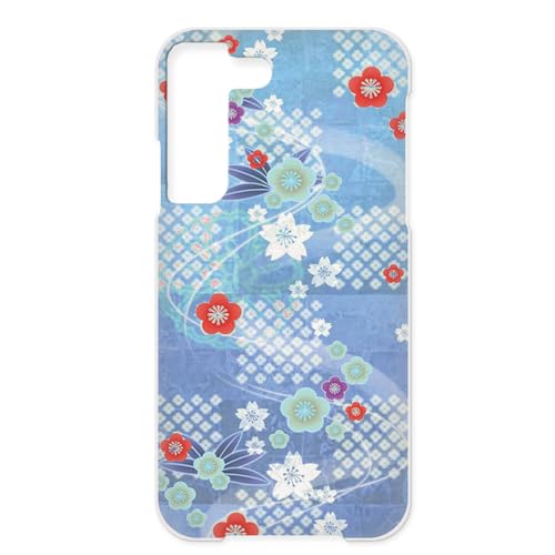 Galaxy S23+ 用(グローバル版) ギャラクシーs23プラスのケース ハードケース ケータイカバー 和柄 千代紙風 花柄 着物柄 和風 ブルー h180a04