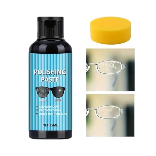 Eyeglass Scratch Repair, Fast‑Acting Paste, Long Lasting Polisher, Sunglasses Scratch Removal Cream, Daily Care Maintenance Solution, Restoration Tool for Adults, Beginners, Travelers, 9 x 3 x 3 cm