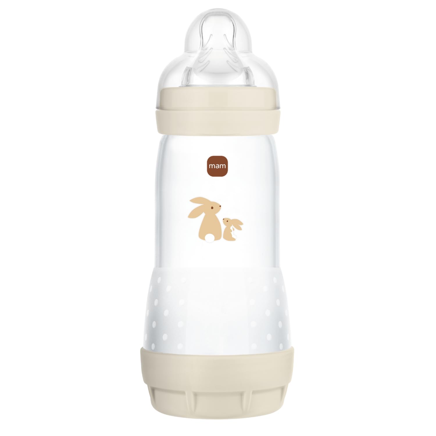 MAM | Biberon Easy Start Anti-​Colique 4+ mois débit rapide (320 ml) Sable – Biberon pour réduire les coliques et l'inconfort de bébé – Biberon bébé compatible avec l'allaitement maternel