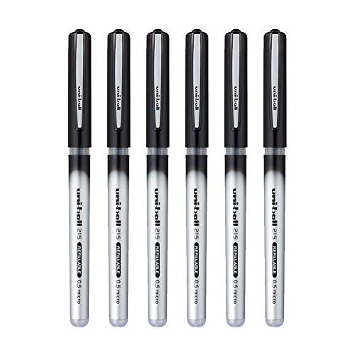 Image of uni-ball QWiK REFILL UB 215 0.5mm Roller Ball Pen | Black Ink, Pack of 6