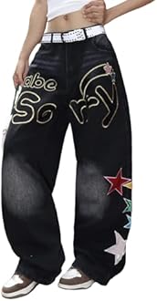 OYICAI Womens Baggy Jeans Wide Leg Denim Pants Y2k 90s Vintage Hip Hop Loose Long Trousers Streetwear