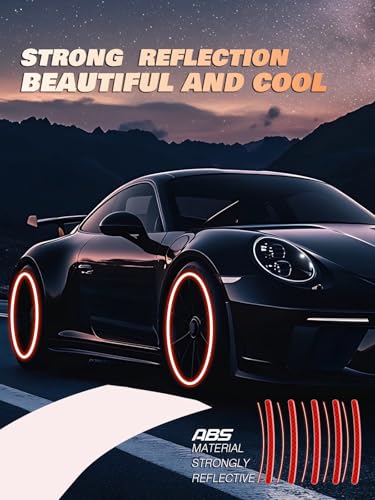 20PCS Car Wheel Reflective Decorative Strip,Night Safety Warning Stickers,Cars,Motorcycles,Bicycles are Applicable, Colorful and Diverse, a Street The Most Beautiful Car (Red)