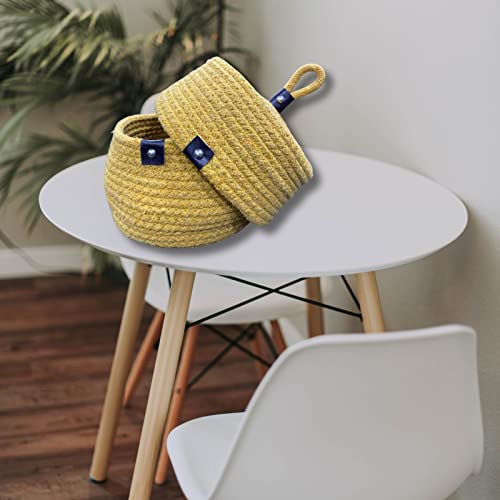 Image of Multi-Purpose Essential Jute Basket With Lid Storage Baskets For Bathroom Living Room & Kitchen | Organizer Box | Storage And Organizer Box (Yellow)