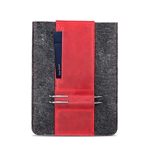 MegaGear Genuine Leather Tablet Sleeve Case for iPad Pro 11 inches, All Generations iPad Air & iPad (Red, 12.9 Inch) - Image 3
