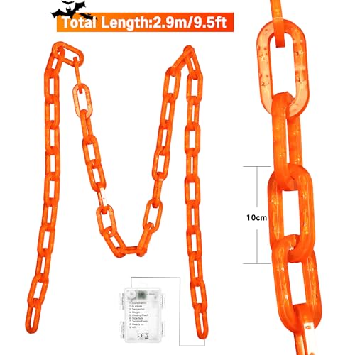 Joomer Chain Lights Halloween Decorative Battery Operated - 9.5 FT 160 LED Waterproof String Lights with Timer Function 8 Lighting Modes for Outdoor Indoor Halloween Decor (Orange) by Joomer - Image 2