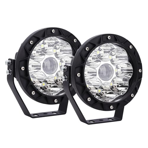 Safego 100W LED 作業灯 ワークライト 5インチ 白 6000K スポットライト 狭角(30度) 丸形 車外灯 フォグランプ 汎用 9連 LED 8000lm 農業機械 ハイパワー 12V-24V対応 汎用 防水・防塵・耐震・長寿命 車外灯 2個入 (100W)