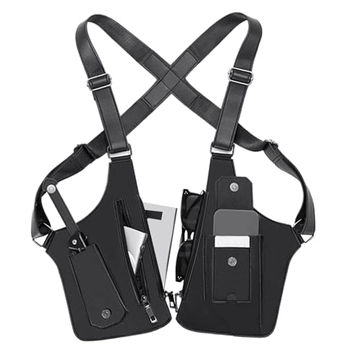 Image of Leather Shoulder Armor Hidden Underarm Strap Wallet Adjustable Anti Pickpocket Accessories with Double Bag for Men, Women Leather Armor(Black)