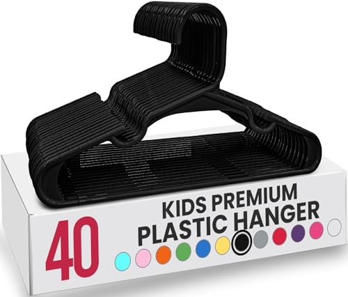Image of Utopia Home 40 Pack Kids Hangers - 11.5 Inch Plastic Baby Hangers for Closet - Childrens Hanger for Clothes & Infant Hanger for Closet - for Everyday Standard Use (Black)