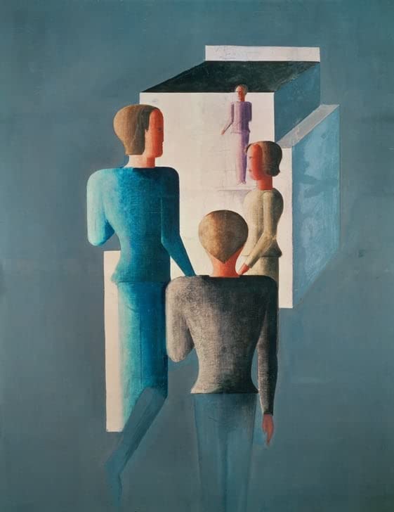Tableau Quatre figures et cube Oskar Schlemmer habiller un grand mur vide decoration chambre 60x90