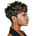 Short Pixie Wigs for Black Women Auburn Pixie Cut Wigs with Bangs Short Curly Wig for Black Women Natural Bowl Cut Wig Synthetic Black and Brown Wigs for Women 1B/30 Color Pixie Wigs(Ombre Auburn)