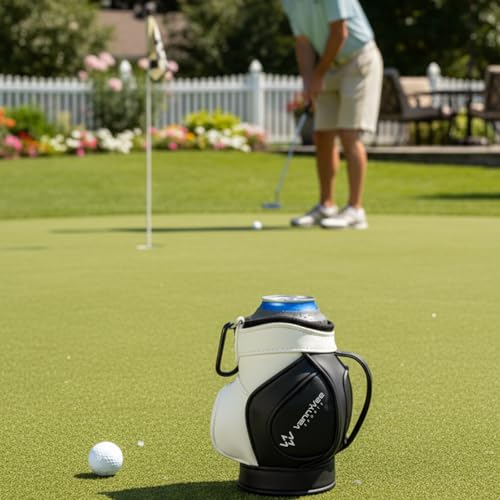 Perfect Golf Gift - Mini Golf Bag Drink Holder & 14oz Stainless Steel Tumbler Set - Fits Multiple Can Sizes & Mixed Drinks – Fun Accessory & Golf Gift for Men and Women by VannyVee Sports - Image 4