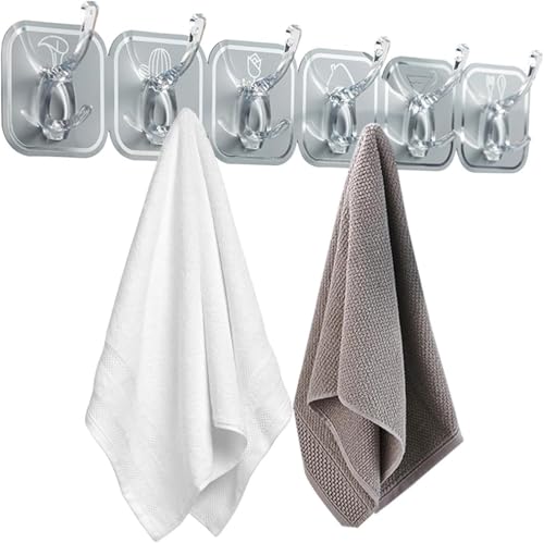 Image of Kitchen Row Hooks Self Adhesive Wall Hooks for Clothes & Utensils Waterproof Seamless Hanger No-Drill Heavy Duty Hooks for Kitchen Bathroom Cabinet Spoon Storage & Home Organization 1 Pack