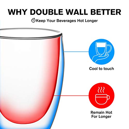 Double Walled Glass Coffee Mugs Glass Mug With Handles Double Wall Cappuccino Cups, 16oz Of Set 2 Coffee/tea Mugs, Clear Glasses Large With Handle - Thumbnail 7