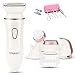 Sminiker Professional Version Electric Razor 4 in 1 Rechargeable Ladies Cordless Electric Shaver with Body Hair Bikini Trimmer Facial Cleansing Wet & Dry Use Shaver for Womens (White)