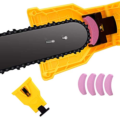 Electric Chainsaw Teeth Blade Sharpener - Chain Saw Blade Sharpener Fast Sharpening Stone Grinder Tools Bar Mounted Suitable for 14/16/18/20 Inch Two Holes Chain Saw Bar