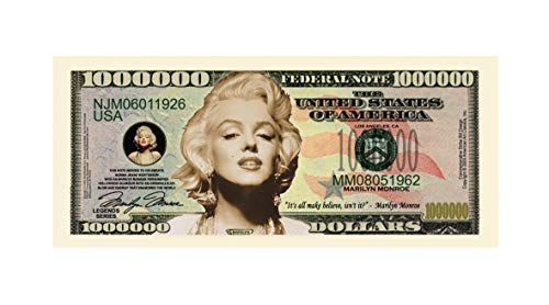 Marilyn Monroe Million Dollar Novelty Bill Play Money With Bill Protector #TOP2