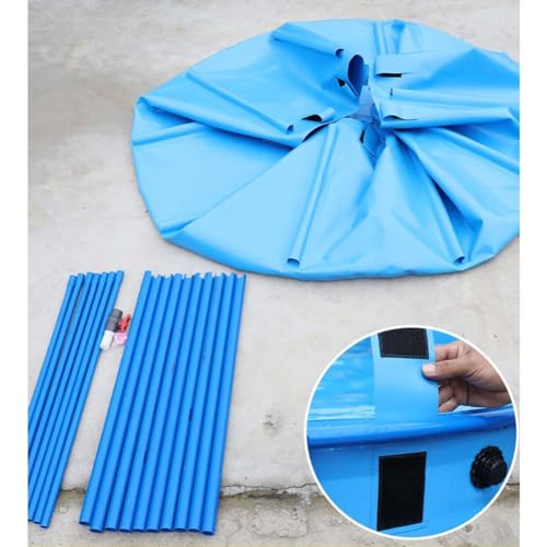 Estanque de lona azul para peces de 1x1 m y 785 l, ideal como piscina infantil redonda elevada 6