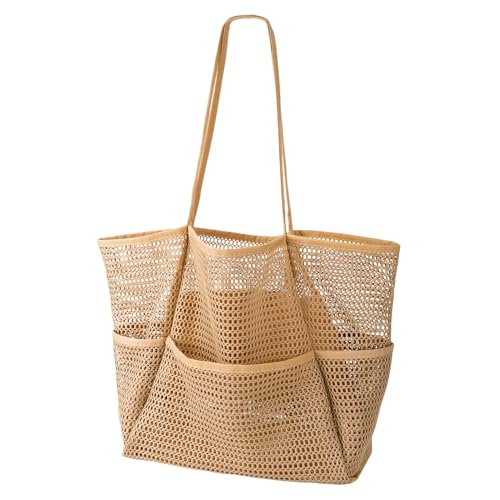 mesh beach bag large beach bag 25L with 5 packet, ideal for pool, Gym, Grocery and Toys storage