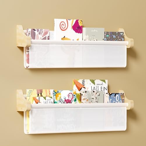 Volnamal Kids Bookshelf for Room, Wall Mounted Floating