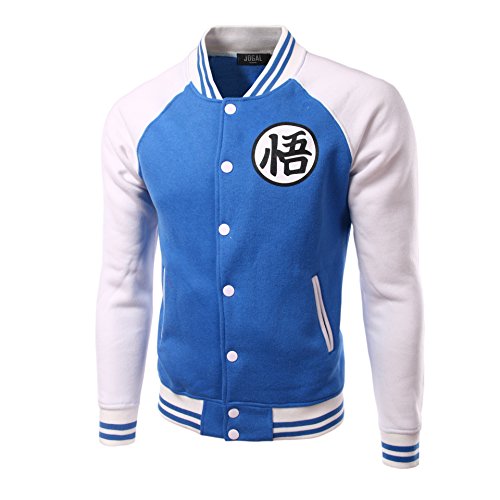 CHENMA Hommes Coton Cosplay Goku À Manches Longues Snap Avant Bomber Veste Varsity Veste
