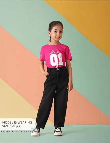 Image of Amazon Brand - Symbol Girl's Cotton Barrel Jeans