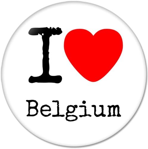 I LOVE Belgium Bottle Opener Round Button Badges With Refrigerator Magnet, NEW 2.25 Inch (58mm)