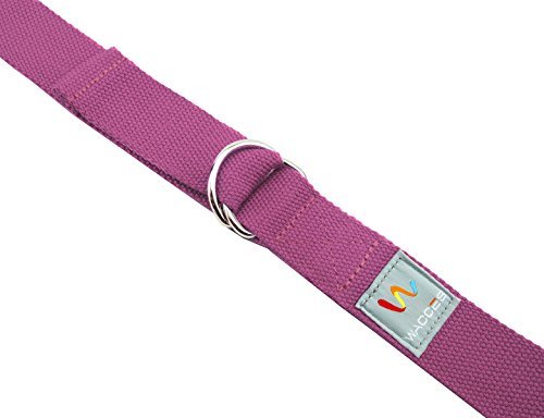 Wacces D-Ring Buckle Cotton Yoga Straps Bands - Best for Stretching - (10 ft - Pink)