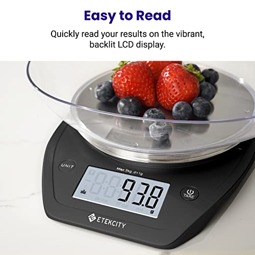Etekcity 0.1G Food Scale, Bowl, Digital Grams And Ounces For Weight Loss, Dieting, Baking, Cooking, And Meal Prep, 11Lb/5Kg, Stainless Steel Black #TOP3
