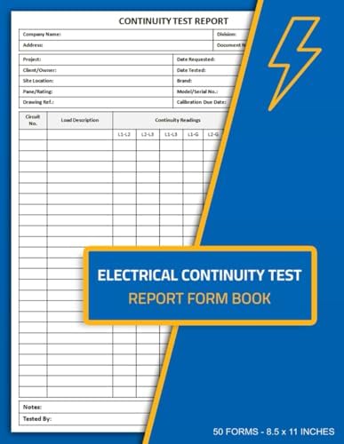Electrical Continuity Test Report Form Book: Continuity Measurement ...