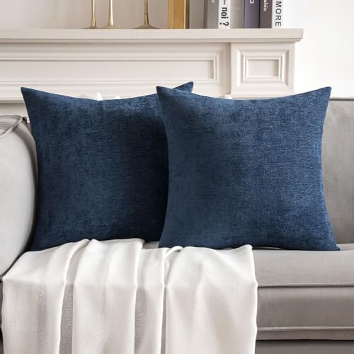 MIULEE Pack of 2 Navy Blue Decorative Pillow Covers 18x18 Inch