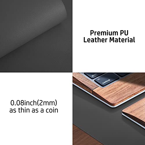 Image of Leather Desk Pad Protector, Mouse Pad, Office Mat, Non-Slip PU Leather Blotter, Laptop Pad, Waterproof Writing Pad for Office and Home (Gray, 23.6 inch x 13.7 inch)