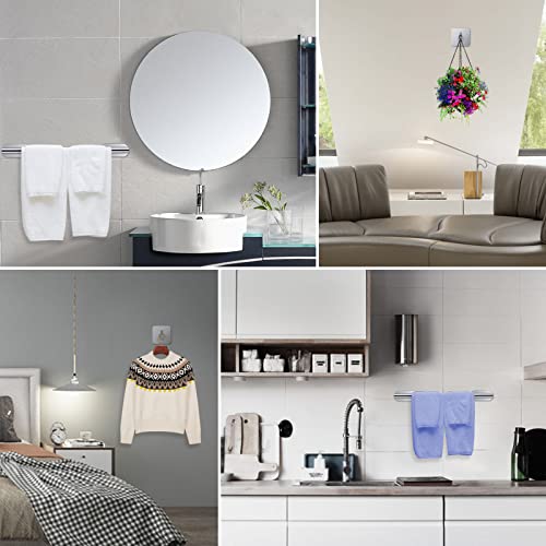 16-Inch Towel Bar, Jigiu Self Adhesive Towel Holder With 3 Packs Towel Hooks, Bath Towel Bar Rack Sus304 Stainless Steel Wall Mount Bathroom Hardware Accessory Kit No Drilling For Kitchen Washroom #TOP4