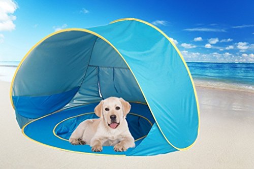 HTKJ Foldable Dog Beach Tent, Portable Dog Pet Pop Up Fun Pool with Sun shelter for Kids,Collapsible Dog Pet Pool Bathing Tub for Dogs or Cats