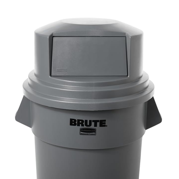 Image of Rubbermaid Commercial Products BRUTE Trash Can Dome Lid, Gray, 55-Gallon, Compatible with the Rubbermaid 55-Gallon Garbage Bins