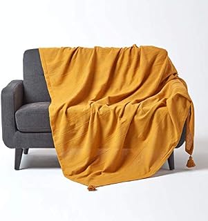 HOMESCAPES - Rajput Ribbed Throw / Bedspread 255 x 360 cm ( 100 x 140) Plain Beige Handmade Suitable for most 2 or 3 Seater Sofas & King / Super King Beds Washable at Home