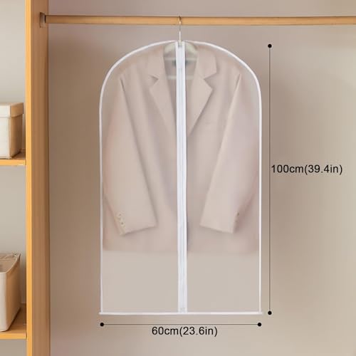 Clear Garment Bags, Breathable Dustproof Suit Covers for Hanging Clothes Closet Storage, Zippered Protective Clothes Bags for Jackets, Coats, Dresses, Suits, and Evening Gowns(100cm)2
