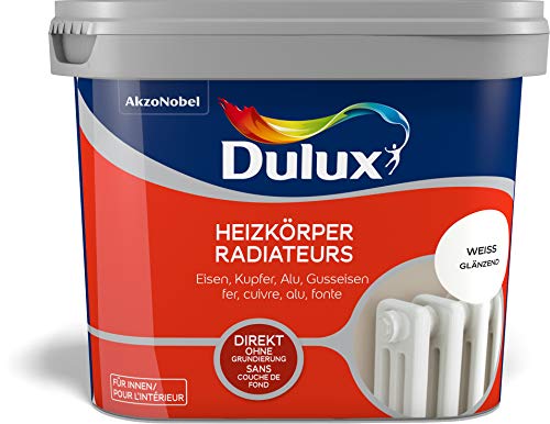 Dulux Fresh Up Farbe für Heizkörper, Heizung, 750ml, WEISS, glänzend | ohne Grundierung, Hitzebeständig bis 120°C, erhältlich in 5 weiteren Farben