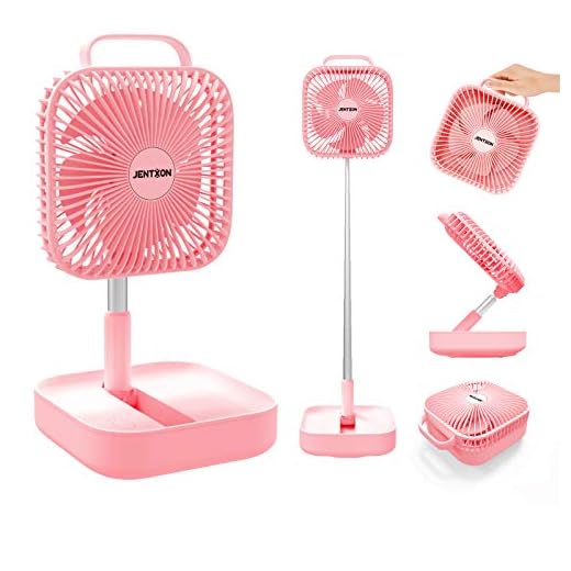 Oscillating Fan, Desk Fan, 4 Speed Portable Floor Fan, Ultra Quiet Standing Fan, Outdoor Fan Height Adjustable, Small Fan 10000mAh USB Powered Table Fan, Pedestal Fan for Home Kitchen Office & Camping