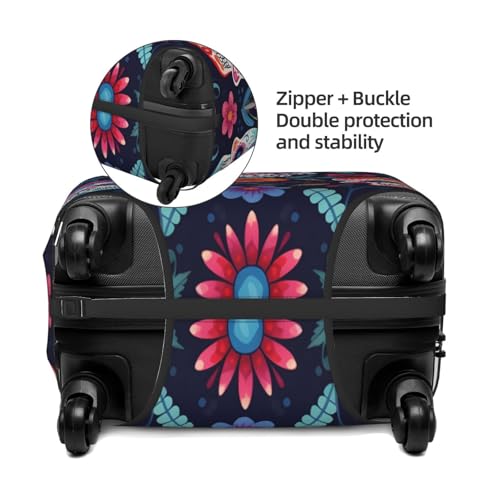 Colorful Sugar Skull Flower Luggage Cover Elastic Travel Suitcase Covers, Anti Scratch Dust Proof Baggage Covers, Fits 18-21 inch Suitcases3