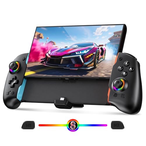 Image of NexiGo Hall Effect Gripcon for Switch 2, 4K HDMI Output for TV Mode, Ergonomic Handheld Controller with Hall Sensing Joysticks & Triggers, RGB Lights, Mapping, 6-Axis Gyro, Turbo, Black