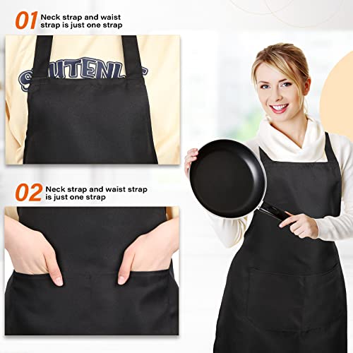 Jagely 36 Pcs Plain Bib Aprons With 2 Pockets Unisex Women Men Apron Washable For Kitchen Cooking Painting Crafting Bbq(Black) #TOP3