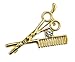 MDÂ® Barber Gold Shear & Comb Lapel Pin with Clear Jewel